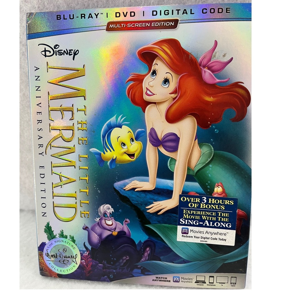 Disney The Little Mermaid Blu-ray DVD Digital OS New Anniversary Edition Sealed